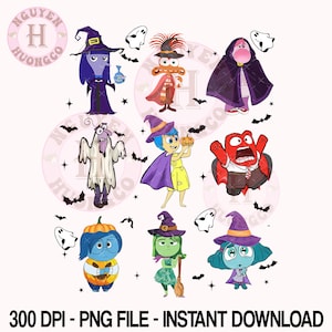 Spooky Inside Out Characters Halloween Png,Halloween PNG, Halloween Character 2024, Trick Or Treat, Halloween Costume Png,Spooky Season Png