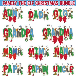 Christmas Mama Gigi Nana Claus Bundle Png, Mama Christmas Png, Grandma Christmas Png, Christmas Reindeer Png, Family The Elf Christmas Png