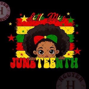 Little Miss Juneteenth Png, Juneteenth 1865 Png, Black Kids Matching Juneteenth Shirt Design, African American Pride Sublimation for Kids