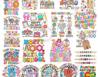 23+ Happy 100 Days Of School Png Bundle, Teacher 100 Days of School Png Bundle,Teacher Student Png Sublimation, School Png, Gift For Teacher