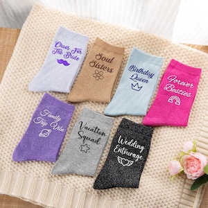 Custom Glitter Sequin Socks, Personalized Name Embroidered Socks,Gift for Teachers, End of School