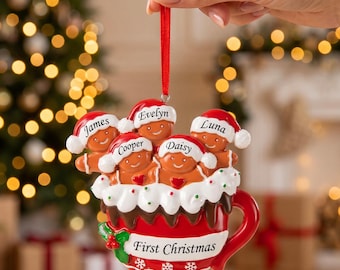 Personalized Resin Family Ornament, Custom Gingerbread Christmas Ornament, Personalized Gift, Holiday Gift, Family Xmas Gift