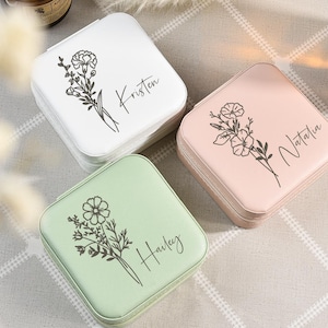 Personalized Jewelry Box, Engraved Jewelry Case for Bridesmaid, Travel Jewelry Organizer for Her,Travel Jewelry Box,Bridesmaid Proposal Gift