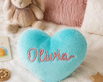 Personalized Heart Plush Pillow, Custom Name Embroidered Pillow for Baby, Nursery Decor Keepsake, Custom Baby Name Gift
