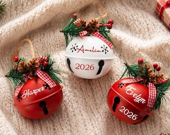 Personalized Christmas Tree Ornament, Custom 2026 Jingle Bell, Christmas Decor, Christmas Gift