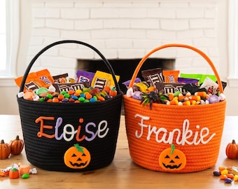 Custom Name Halloween Candy Basket,Trick or Treat Bag,Personalized Basket,Halloween Bag,Custom Toddler Gift