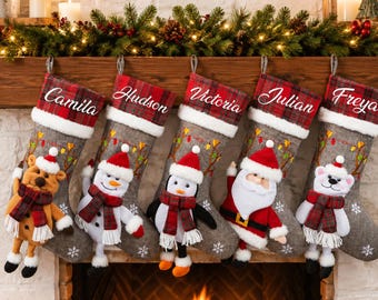 Custom Family Christmas Stockings, Embroidered Stockings With Name, Family Stocking, Christmas Family Gifts