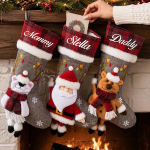 Personalized 3D Christmas Stockings, Custom Embroidered Stockings With Name, Family Holiday Decor