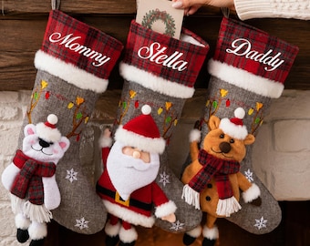 Personalized 3D Christmas Stockings, Custom Embroidered Stockings With Name, Family Holiday Decor