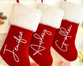Personalized Red Velvet Christmas Stocking: Monogrammed Holiday Decor