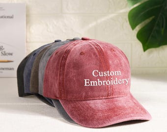Custom Text Embroidered Hat, Personalized Cap, Vintage Baseball Hat, Gift For New Dad Mom, Gift For Bride, Bachelorette, Fathers Day Gift