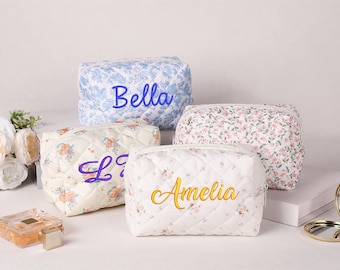 Custom Name Cosmetic Bag,Personalized Embroidered Makeup Bag,Travel Toiletry Bag,Singles party gifts,Gift For Her,Gift for Mom