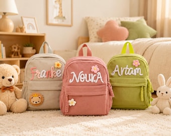 Personalized Backpacks With Name, Custom Corduroy Toddler Backpack, Toddler Preschool Backpack, Back to School Gift