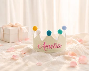 Custom Name Crown, First Birthday Crown Keepsake, Personalized Baby First Birthday Hat, Personalized Gift, Baby Shower Gift