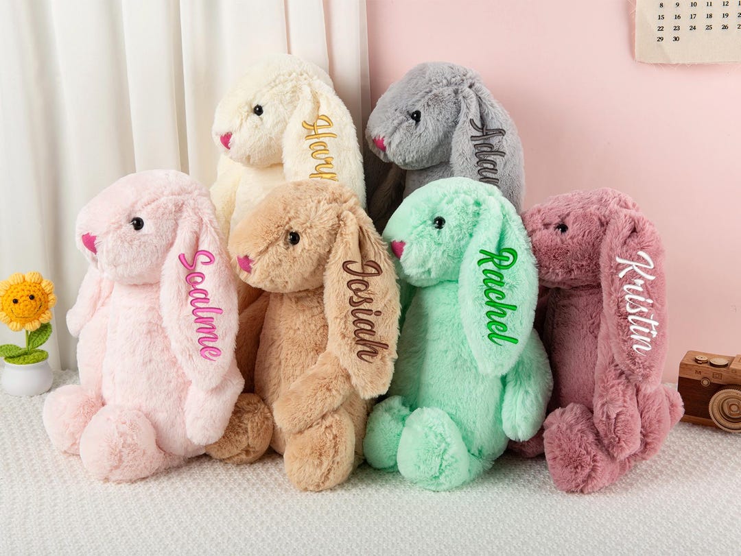 Personalized Embroidered Plush Bunny Toy, Custom Newborn Gift, Baby ...