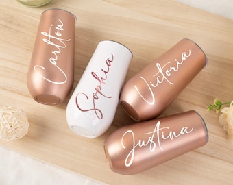 Personalized Bridesmaid Champagne Tumbler: 6oz Insulated Stemless Flute