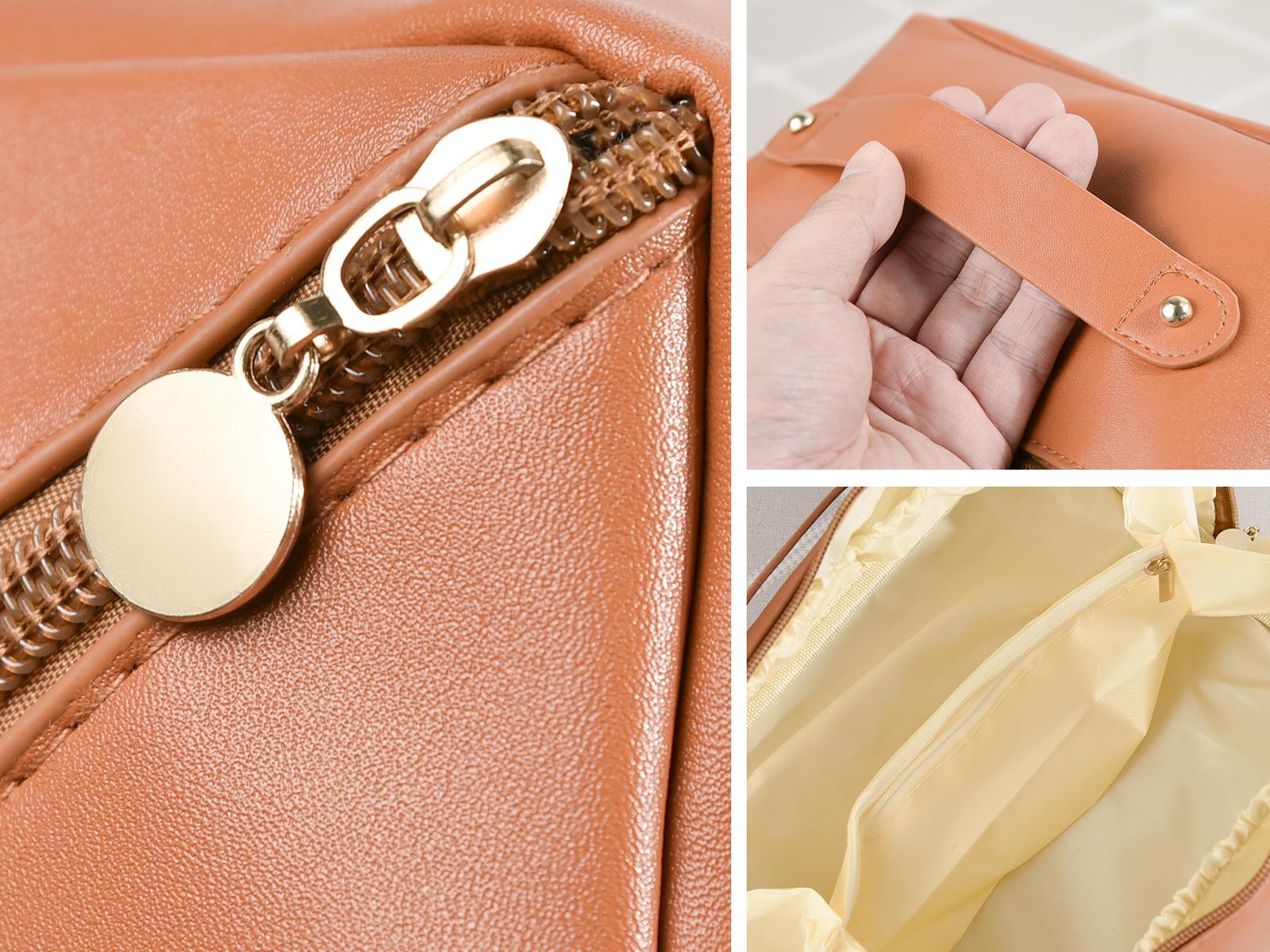 Personalized Leather Makeup Bag,Large Embroidered Cosmetic Bag,Luxurious Wedding Bridesmaid Gift for Her,Custom Travel Makeup Bag for Women