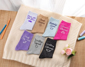 Custom Glitter Sequin Socks, Personalized Name Embroidered Socks,Gift for Teachers, End of School