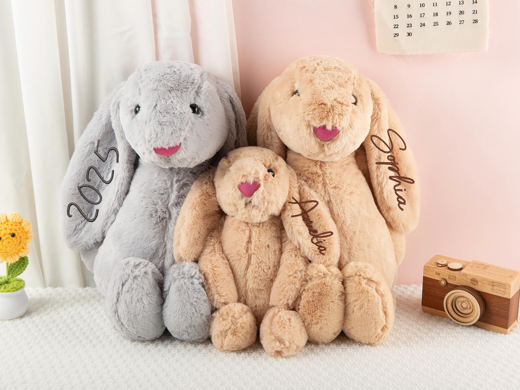 Personalized Embroidered Plush Bunny Toy, Custom Newborn Gift, Baby ...
