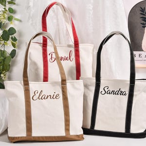 Custom Canvas Tote Bag, Personalized Name Tote Bag, Bridesmaid Gift Bag, Embroidered with Initials, Personalized Gift, Canvas Tote Bag