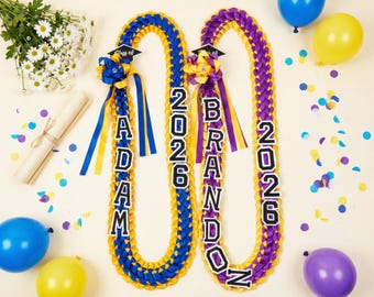 Personalized Graduation Lei, Custom Name Class of 2026 Ribbon Lei