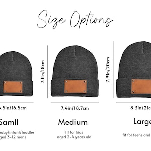 Personalized Knit Baby Beanie: Custom Name Leather Patch Winter Hat image 7