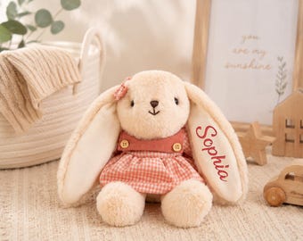 Personalized Bunny Plush, Custom Name Embroidered Rabbit, Baby Shower Gift, Easter Bunny
