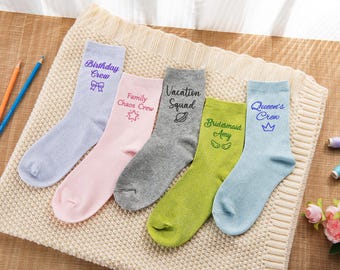 Custom Embroidered Sequin Socks, Personalized Glitter Socks, Gift for Nanny, Ideal Gift for Women