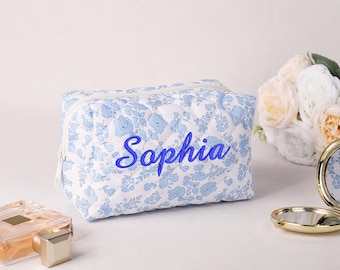 Custom Makeup Bag,Personalized Name Floral Cosmetic Bag,Women Toiletry Bags,Singles party gifts,Bridesmaids Gift,Gift For Her