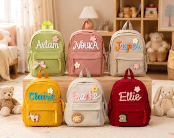 Personalized Corduroy Toddler Backpack, Custom Name Kids School Bag, Children's School Bag for Girls Boys Kids Preschool