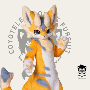 Yellow Lightning Fox Fursuit Head,Custom Fursuit Head,Kenomo Theme Party,Furry Fursona Mask,Furry,Fursuit Premade,Fursuit Fan,Cosplay