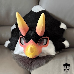 Yellow-billed Triceratops Fursuit Head, Custom Fursuit Head, Kenomo Theme Party, Fursuit Mask, Fur, Fursuit Preforms, Fursuit Fans, Cosplay