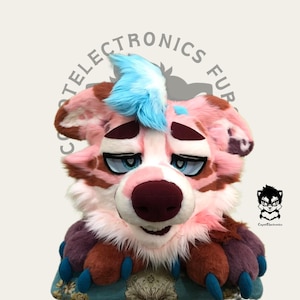 Creamy Strawberry Dog Fursuit Head, Custom Fursuit Head, Kenomo Theme Party, Fursuit Mask, Fur, Fursuit Preforms, Fursuit Fans, Cosplay