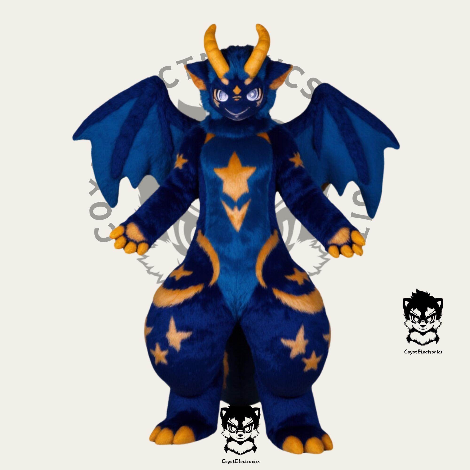 Dark Night Star Dragon Fursuit Head, Custom Fursuit Head, Kenomo