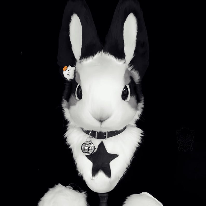 Shining Black Star Rabbit Fursuit Head, Custom Fursuit Head, Kenomo ...