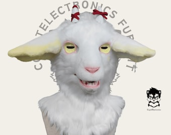 Real White Goat Fursuit Head, Custom Fursuit Head, Kenomo Theme Party, Fursuit Mask, Fur, Fursuit Preforms, Fursuit Fans, Cosplay