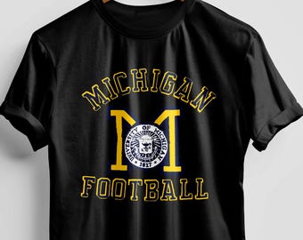 Michigan voetbal T-shirt – vintage shirt met Michigan-logo, T-shirt fan University, cadeau terug naar school
