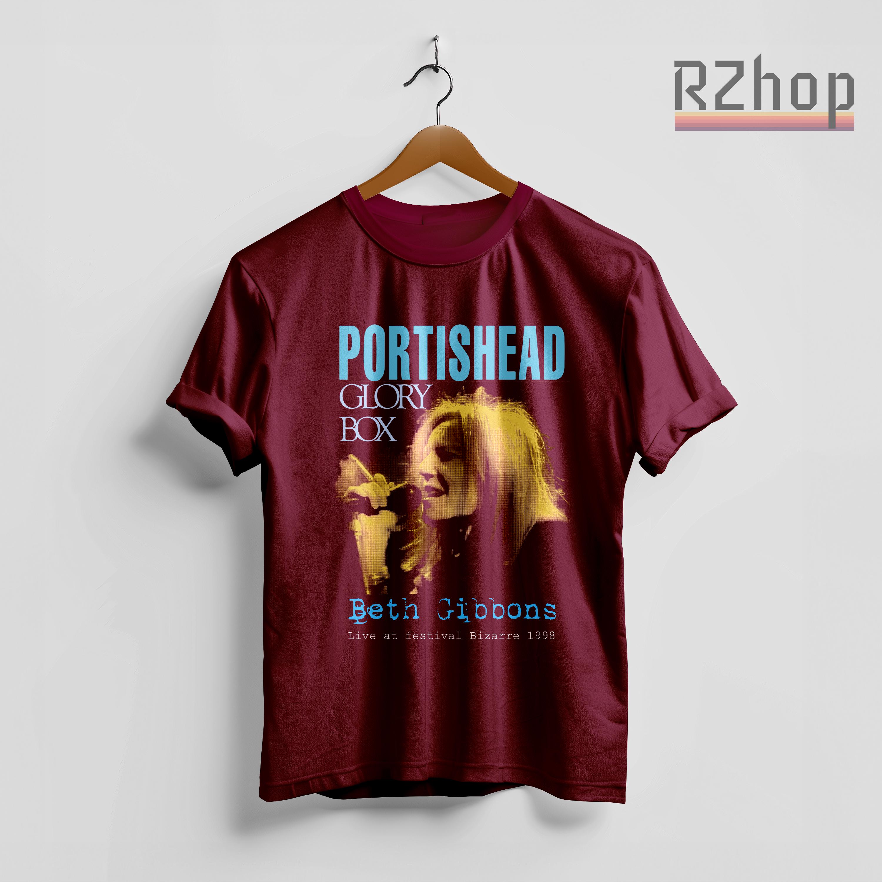 トップス PORTISHEAD BOX LOGO VINTAAGE T SHARTS Vintage PORTISHEAD Trip Hop Band Concert T Shirt Box Logo