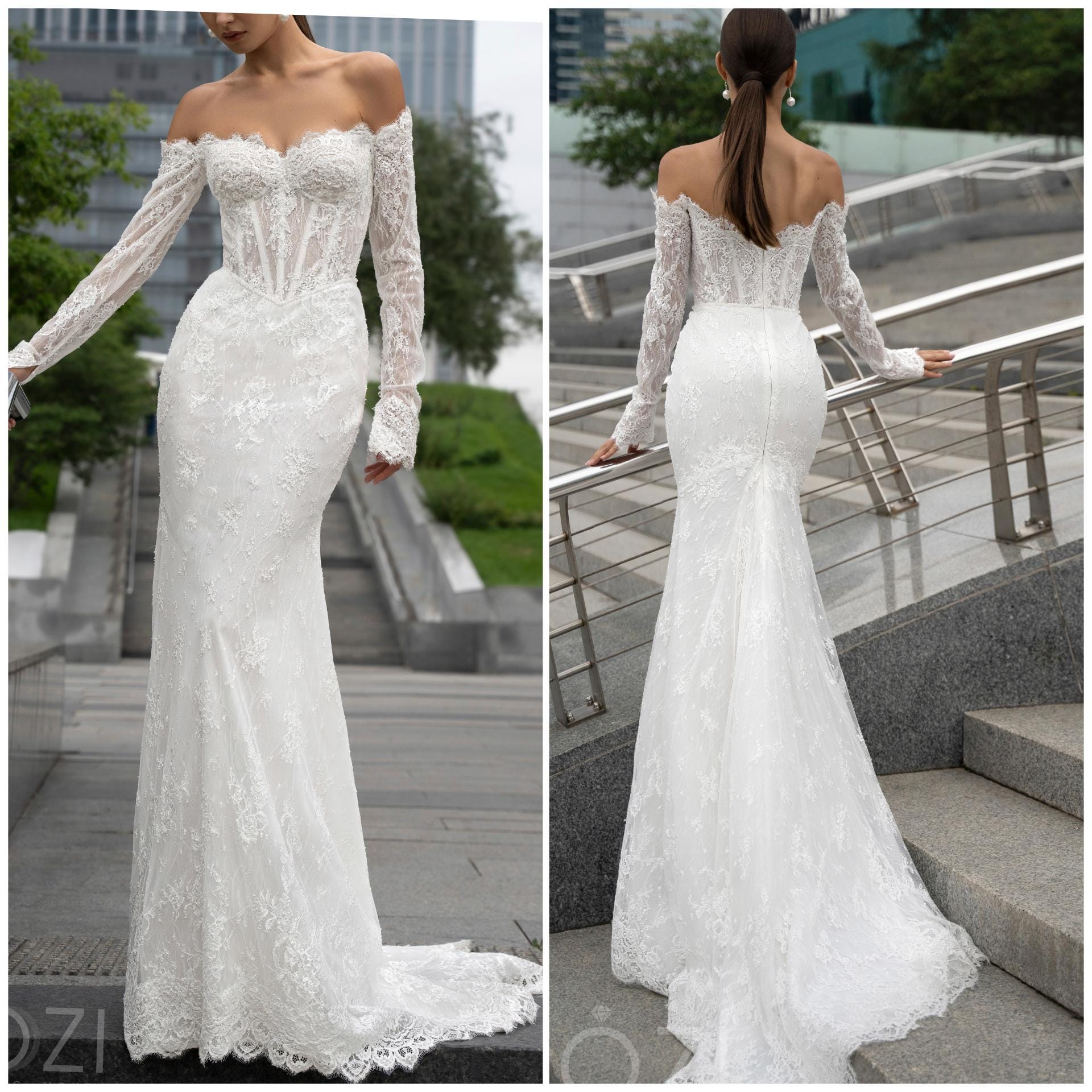 Etsy wedding dress long sleeve hot sale