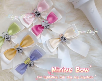 IVE MINIVE Inspired Ribbon Bow | Kpop Lightstick Bow Accessory | Cute Bag Charm Hair Clip | DIVE Concert Accessory | Handmade Bow