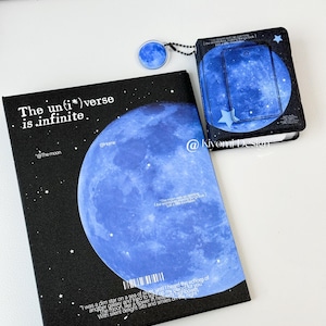 Reliure pour cartes photo Kpop Blue Moon | A5 et mini 3 pouces | Finition étoilée brillante | Cadeau Kpop fait par des fans