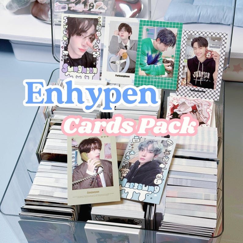 Enhypen cards pack fanmade merch freebies set Engene gift | Sunghoon Junwon Heeseung Niki | postcards photobooth polaroids