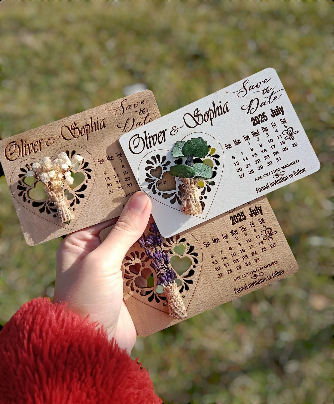 Floral Wooden Save the Date Magnet – Rustic Wedding Card - Etsy