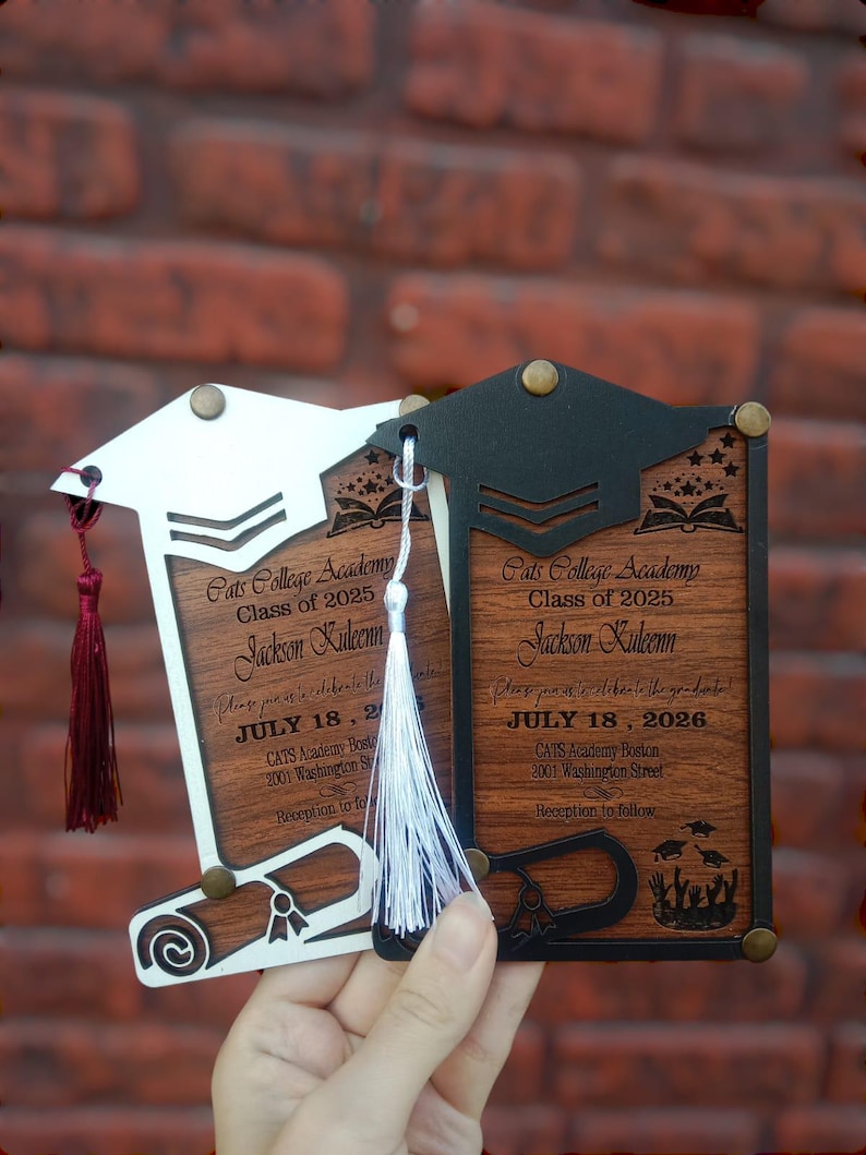 Custom Wooden Graduation Invitation – Rustic Handmade Card - Etsy
