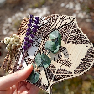Save The Date Card-Blume aus Holz Save the Date-Kalender Magnet-Hochzeitskarte-rustikale Holz-Save Date-Geburtstagskarte