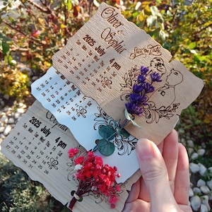 Speichern Sie die Datumskarte-Blumen aus Holz Speichern Sie das Datum-Vintage Holzhochzeitskarte-Rustische Holz İnvitation-Magnete-Kalender Magnet-Hochzeitskarte