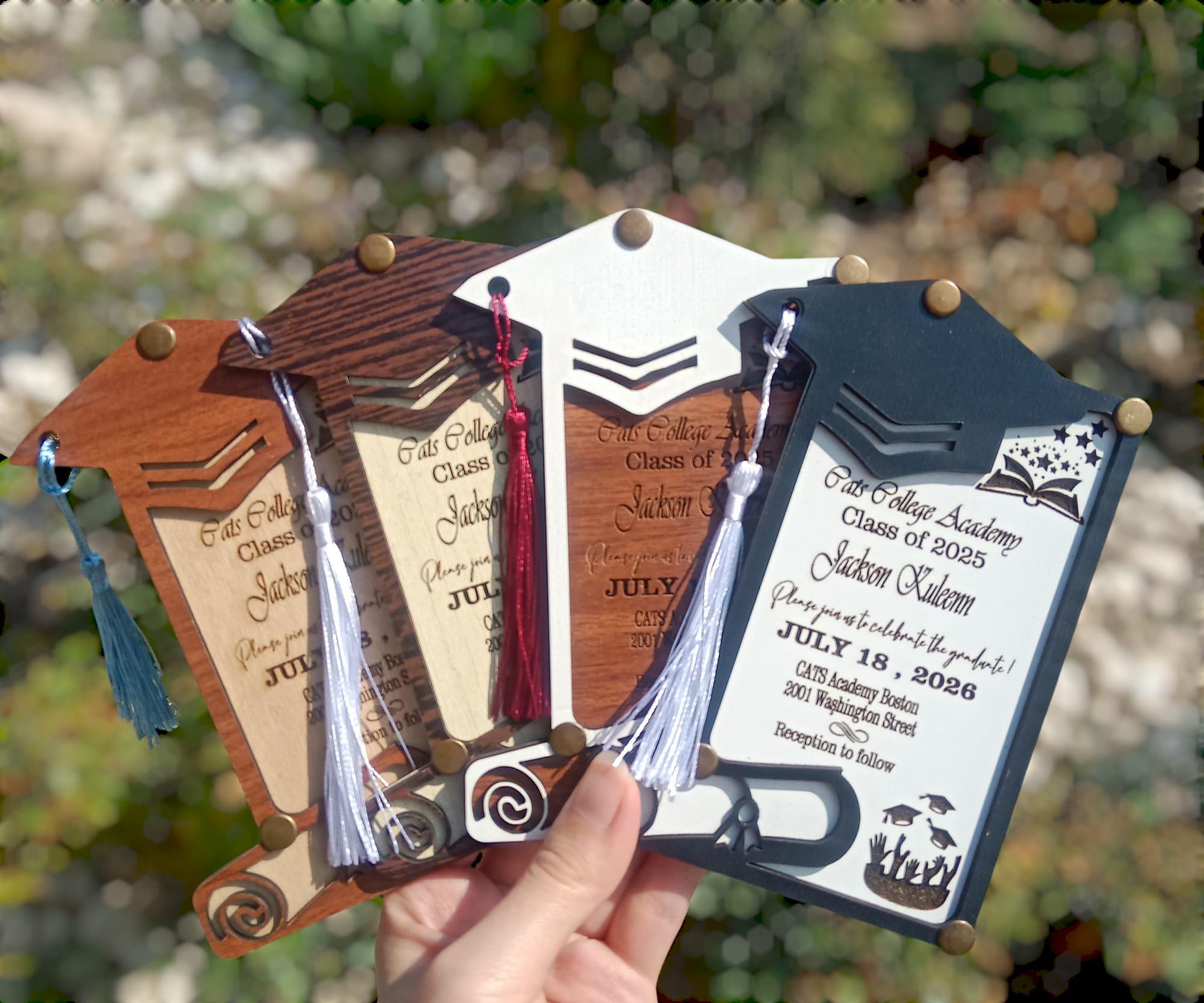 Custom Wooden Graduation Invitation – Rustic Handmade Card - Etsy