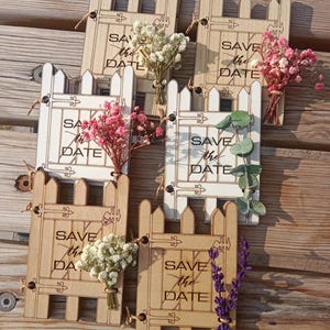 Speichern Sie die Datumskarte-Blumen aus Holz Speichern Sie das Datum-Vintage Holzhochzeitskarte-Rustische Holz İnvitation-Magnete-Kalender Magnet-Hochzeitskarte