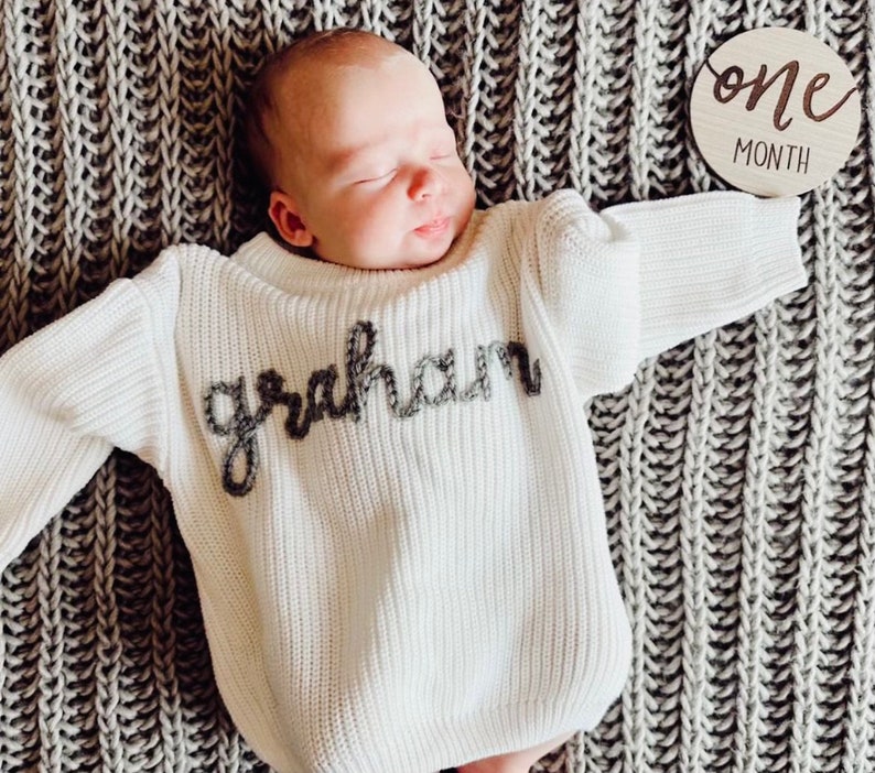 Baby Coming Home Outfit, Personalized Baby Name Sweater, Knit Sweater