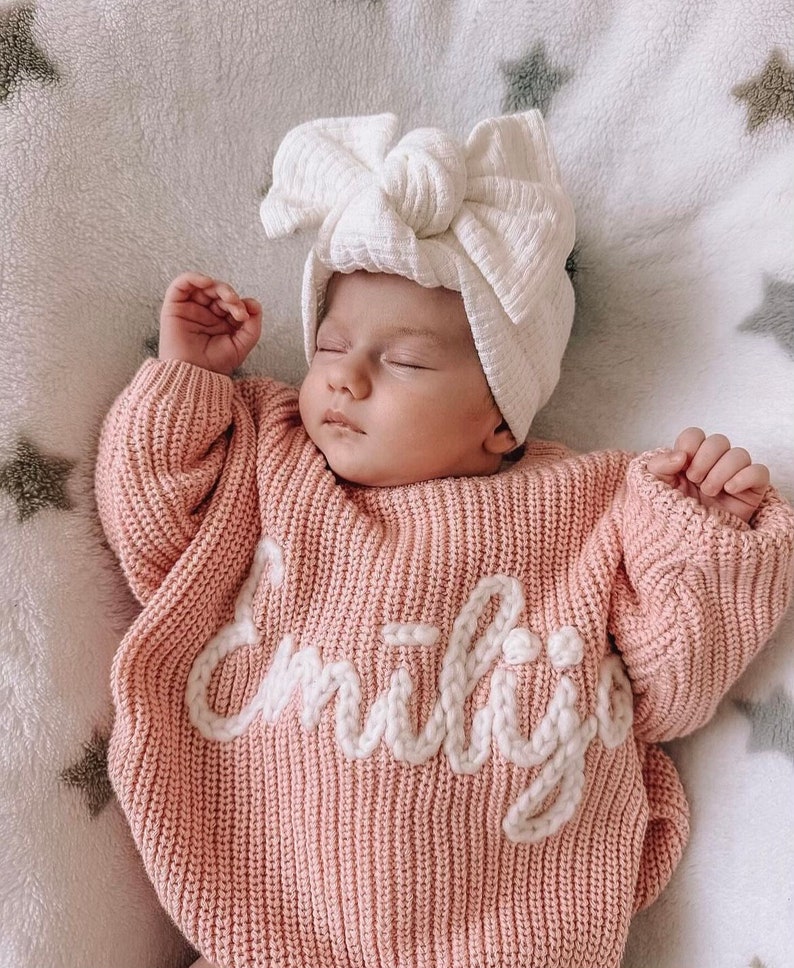 Baby Coming Home Outfit, Personalized Baby Name Sweater, Knit Sweater